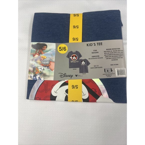 NEW Disney 100 Kids Mickey Mouse T-Shirt Size 5/6 Boys Girls Blue Tee - Picture 4 of 4